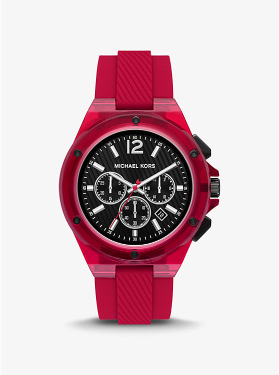 Oversized Lennox Red-Tone Silicone Watch image number 0