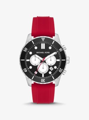 Oversized Cunningham Silver-Tone and Silicone Watch | Michael Kors