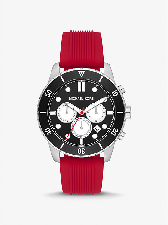 Oversized Cunningham Silver-Tone and Silicone Watch | Michael Kors 