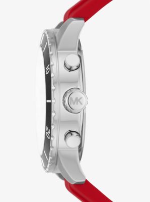 Oversized Cunningham Silver-Tone and Silicone Watch | Michael Kors