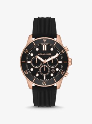 Oversized Cortlandt Leather and Michael | Kors Gold-Tone Antique Watch
