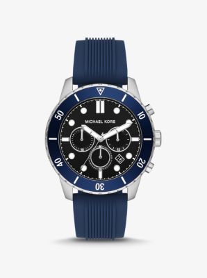 Oversized Cunningham Silver-Tone and Silicone Watch | Michael Kors