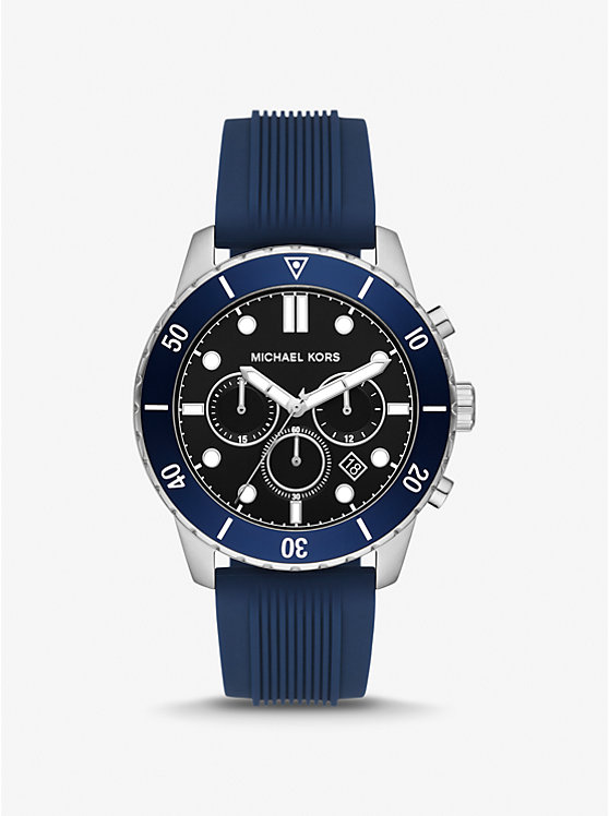 Oversized Cunningham Silver-Tone and Silicone Watch | Michael Kors