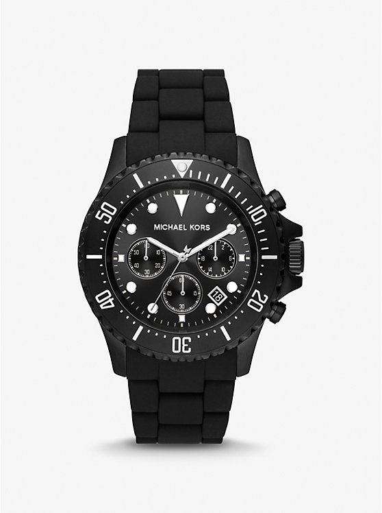 Oversized Everest Black-Tone and Silicone Watch image number 0