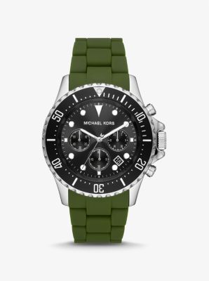 Oversized Everest Silver-Tone and Silicone Watch | Michael Kors