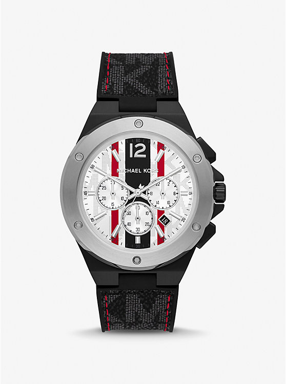 Oversized Lennox Stripe Silver-Tone Watch image number 0