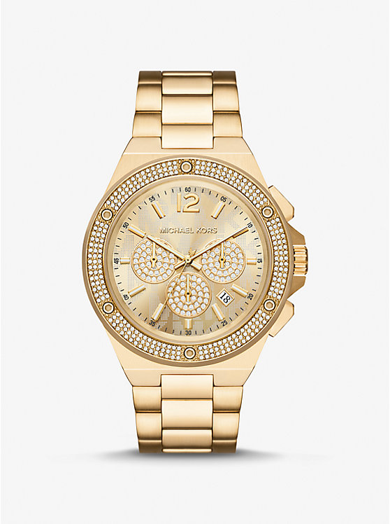 Oversized Lennox Pavé Gold-Tone Watch image number 0