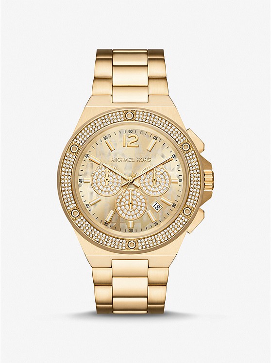 michaelkors.com | Oversized Lennox Pavé Gold-Tone Watch