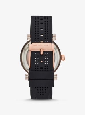 Oversized Greer Rose Gold Tone and Perforated Silicone Watch