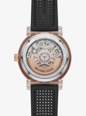 Oversized Greer Rose Gold Tone and Perforated Silicone Watch