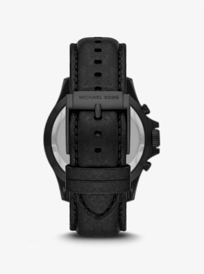 Oversized Everest Black-Tone and Leather Watch