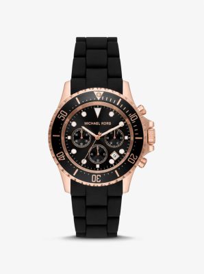 Oversized Everest Rose Gold-tone And Silicone Watch | Michael Kors