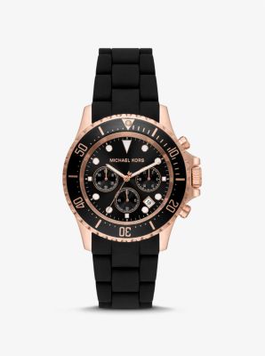 Oversized Everest Rose Gold Tone and Silicone Watch Michael Kors Canada