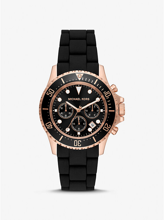 Oversized Everest Rose Gold-Tone and Silicone Watch image number 0