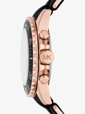 Oversized Everest Rose Gold-Tone and Silicone Watch | Michael Kors