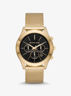 Oversized Slim Runway Gold-Tone Mesh Watch image number 0