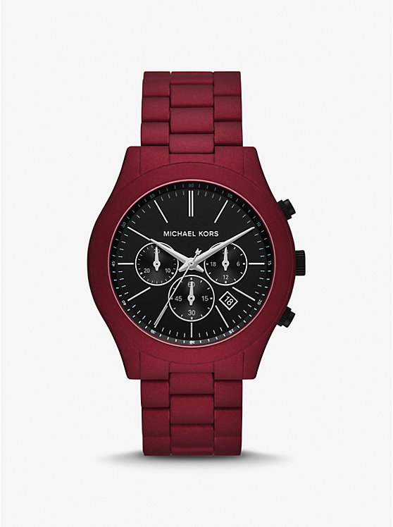 Oversized Slim Runway Red-Tone Watch image number 0