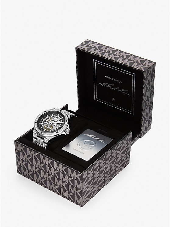 Limited-Edition Oversized Lennox Pavé Silver-Tone Watch image number 4