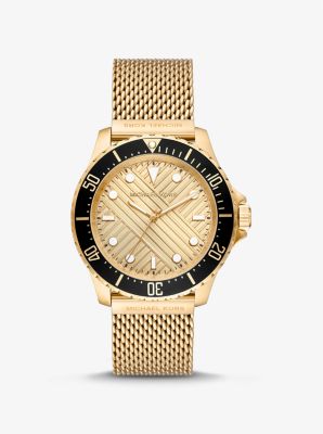 Übergroße Armbanduhr Slim Everest im Goldton mit Milanaise-Armband image number 0