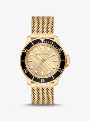 Reloj Everest fino oversize en tono dorado de malla image number 0