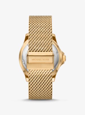 Übergroße Armbanduhr Slim Everest im Goldton mit Milanaise-Armband image number 2