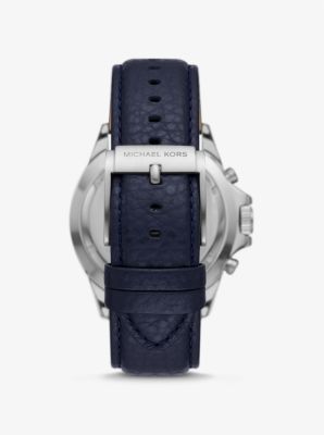 Pebbled Watch Everest and Kors Michael Silver-Tone Leather Oversized |