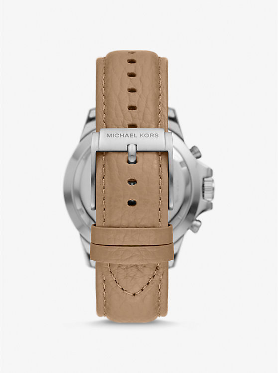Oversized Everest Silver-Tone and Leather Watch image number 2