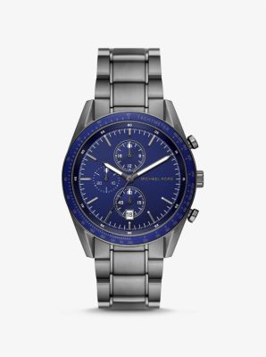 Shop Michael Kors Oversized Warren Gunmetal Watch In Grey