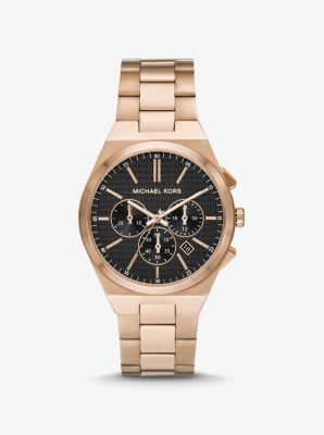Oversized Lennox Beige Gold-Tone Watch | Michael Kors