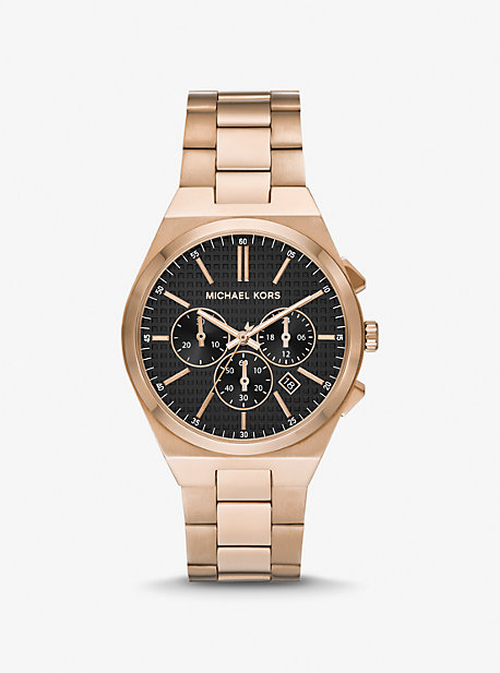 Michael Kors Oversized Lennox Beige Gold-tone Watch In Natural