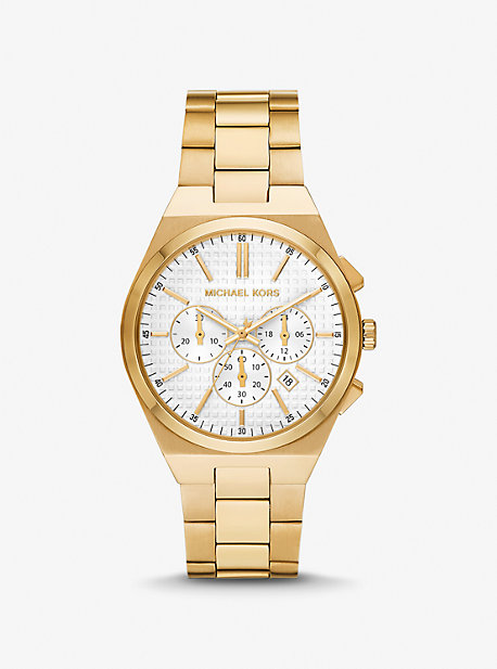 Michael Kors Men's Lennox Quartz Chronograph Gold-tone Stainless Steel Watch 40mm
