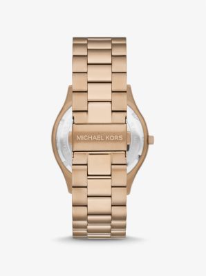 Oversized Slim Runway Beige Gold-Tone Watch | Michael Kors