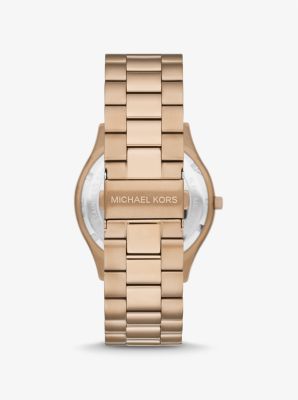 Montre Runway mince surdimensionnée de ton or beige image number 2