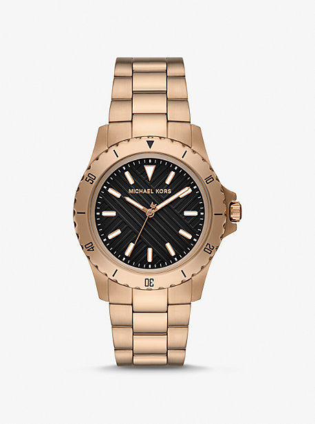 Michael Kors Oversized Everest Beige Gold-tone Watch In Natural