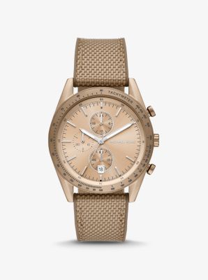 Oversized Accelerator Beige Gold-Tone and Nylon Watch | Michael Kors