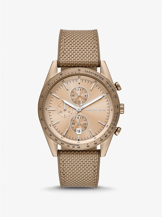 Oversized Accelerator Beige Gold-Tone and Nylon Watch image number 0