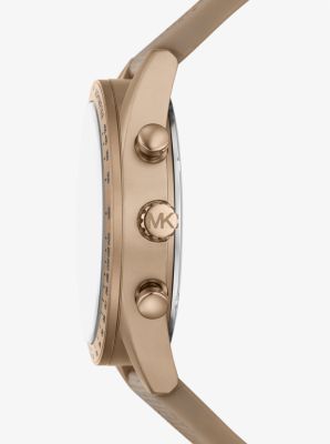 Übergroße Armbanduhr Accelerator im Beige-Goldton mit Nylonarmband image number 1