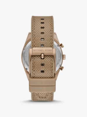 Oversized Accelerator Beige Gold-Tone and Nylon Watch | Michael Kors Canada