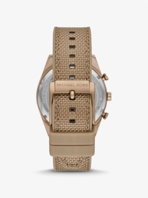 Reloj Accelerator oversize de nailon en tono beige/dorado image number 2