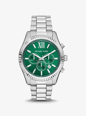 Oversized Cunningham Silver-Tone and Silicone Watch | Michael Kors