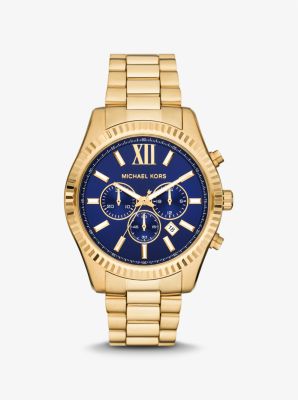 Shop Michael Kors Oversized Lexington Gold-tone Watch