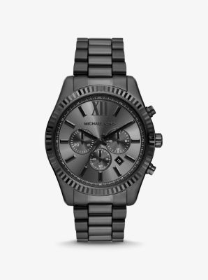 Michael Kors Men's Lexington Chronograph Black Ion Plated Stainless Steel Watch 44mm
