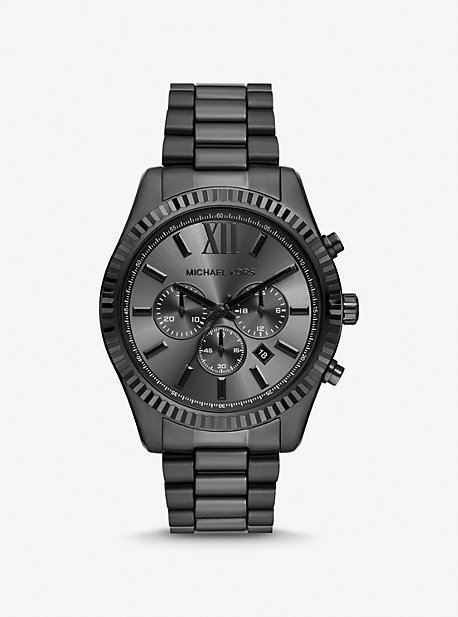 Michael Kors Men's Lexington Chronograph Black Ion Plated Stainless Steel Watch 44mm