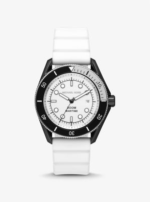 Shop Michael Kors Oversized Maritime Silicone Watch In White