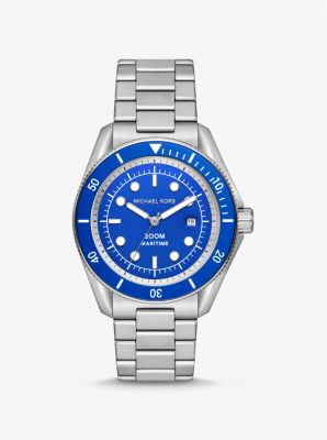 Oversized Cunningham Silver-Tone and Silicone Watch | Michael Kors