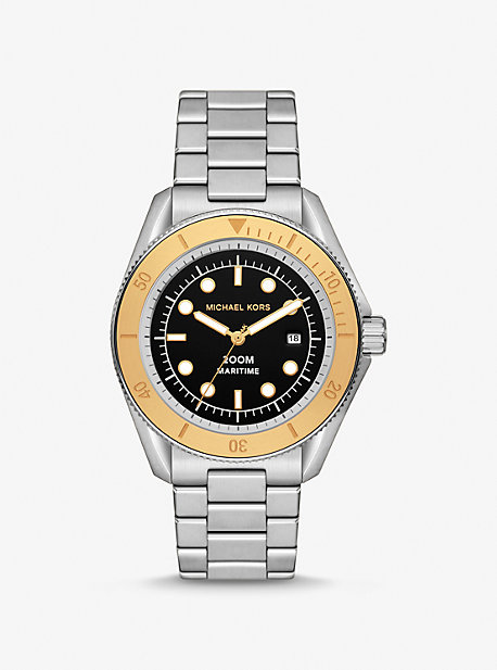 Oversized Cunningham Silver-Tone and Silicone Watch | Michael Kors