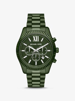 Shop Michael Kors Oversized Lexington Green-tone Watch