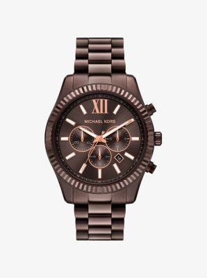 Montre Lexington marron surdimensionnée