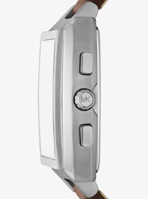 Oversized Rhys Silver-Tone and Leather Watch image number 1
