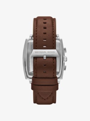 Oversized Rhys Silver-Tone and Leather Watch image number 2